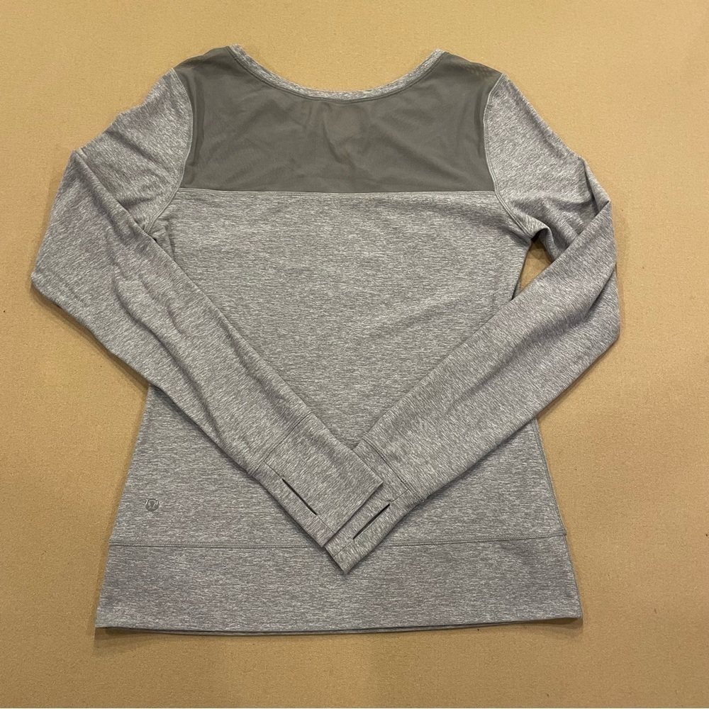 lululemon Just Breathe Long Sleeve Mesh Top Heathered Slate Size 8 - Picture 8 of 10